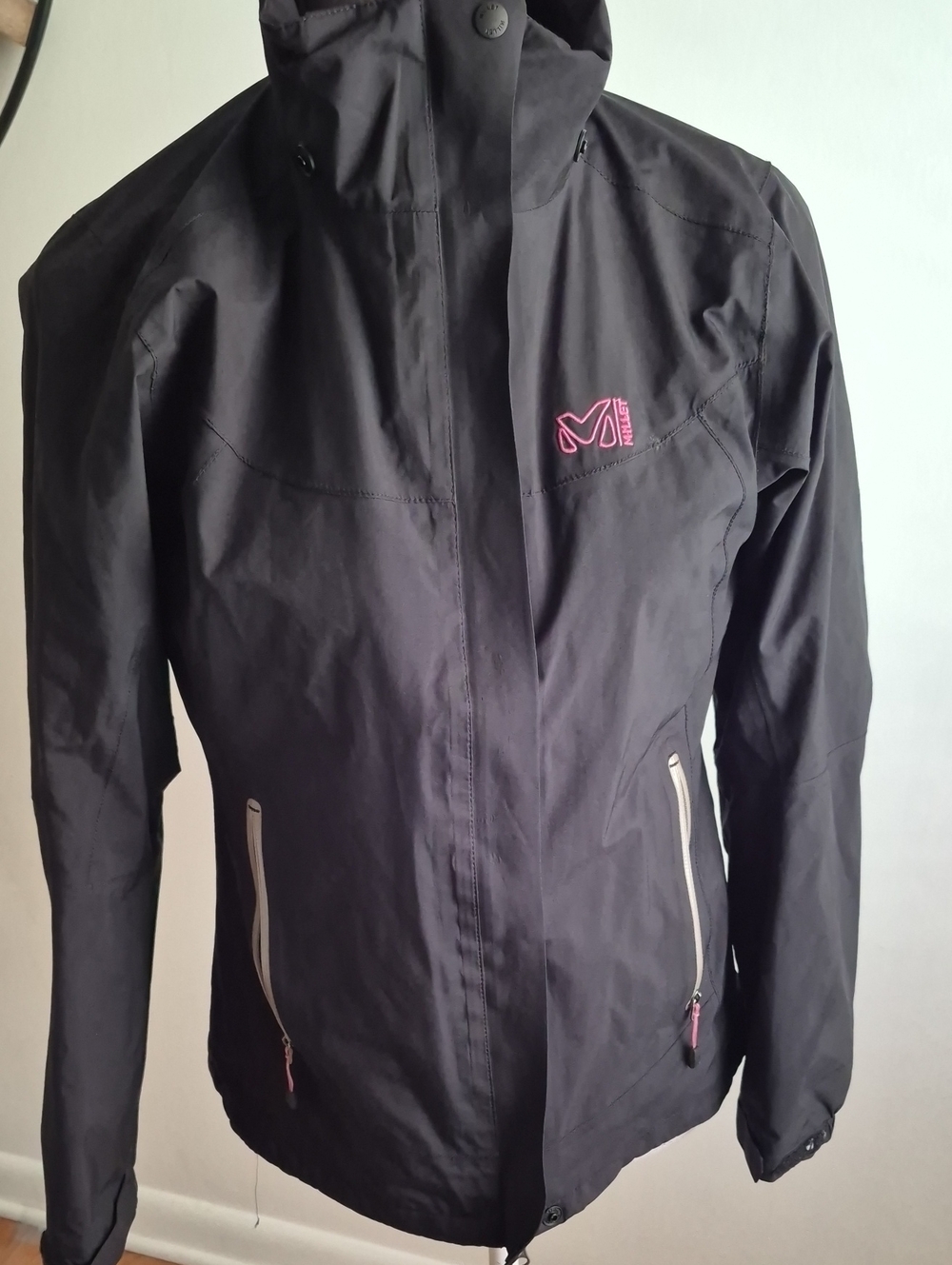 Women's Millet- Black Waterproof Jacket with Pink Logo